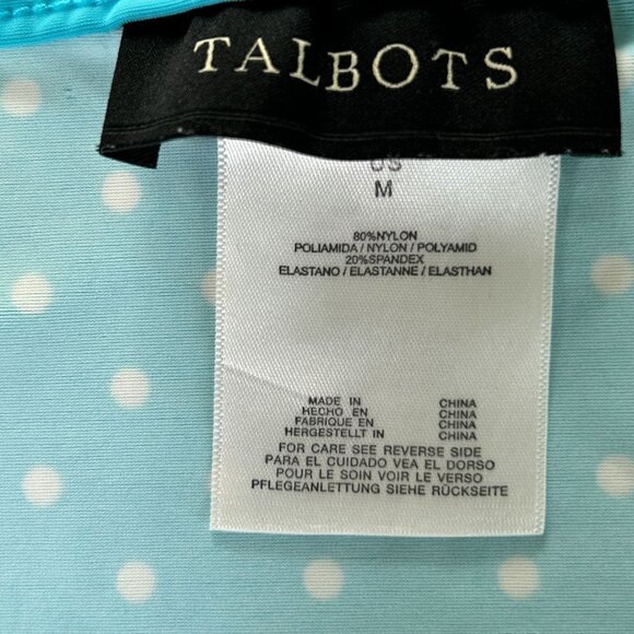 Talbots Miraclesuit Size M Blue Polka Dot Swim Ruching Rash Guard UPF 50 - Picture 4 of 13